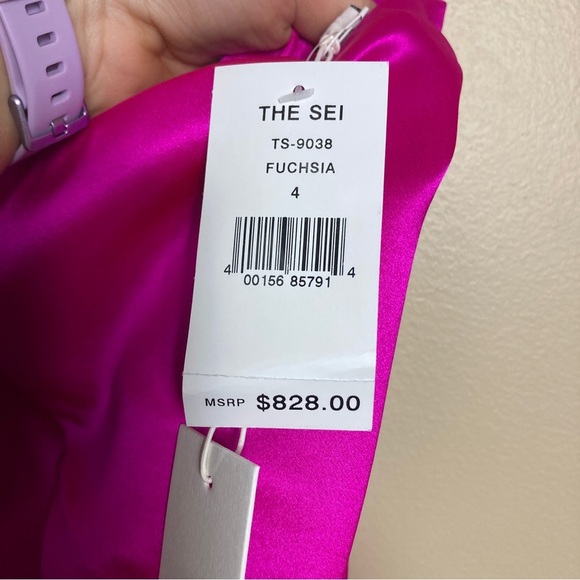 NWT The Sei Silk Bias-Cut Slipdress in Fuchsia Pink Flawed - Picture 9 of 17